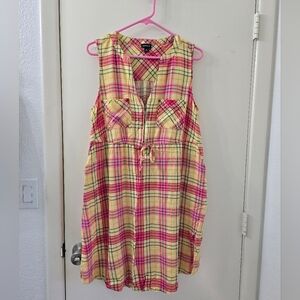 NWOT Torrid Pink and Yellow Plaid Dress